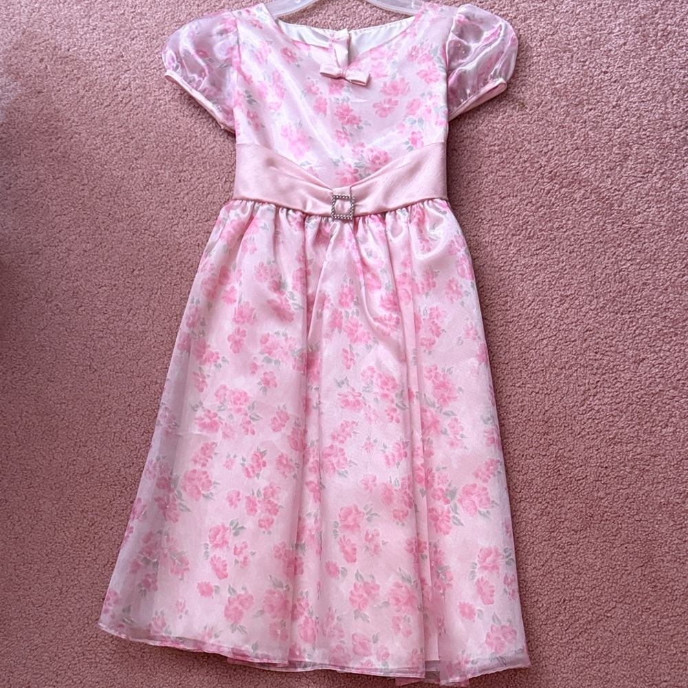 Pink Floral Dress with Bow